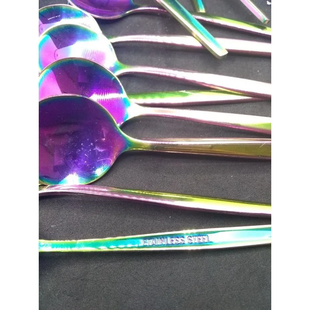 Iridescent Rainbow Stainless Steel Dinnerware Set - Multicolor